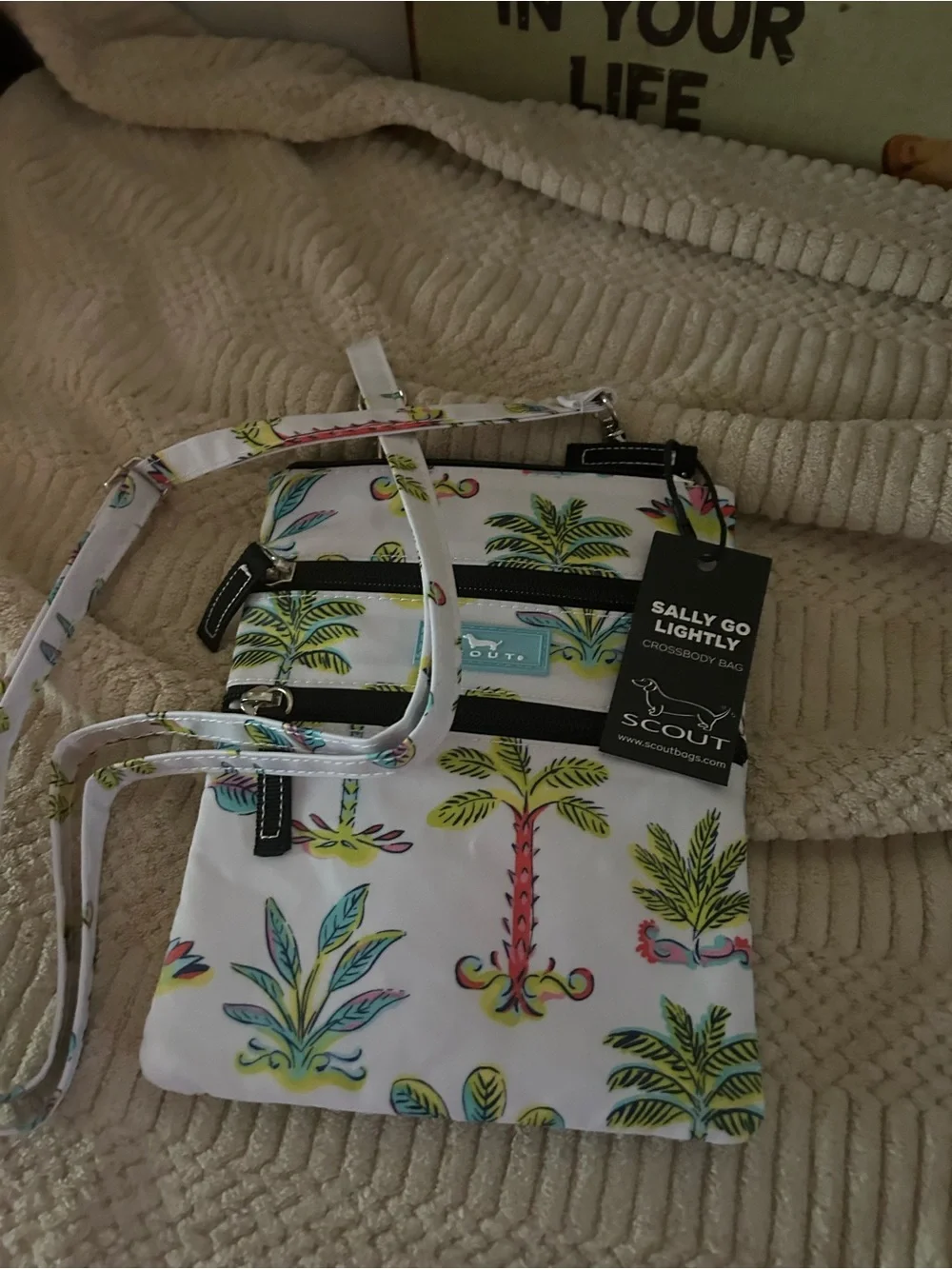Scout White Crossbody with Neon Tropical Palm Print - Picture 10 of 10